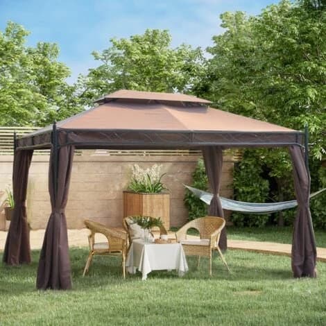 Outsunny 3 x 4m Garden Metal Gazebo Marquee Patio Party Tent Canopy Shelter